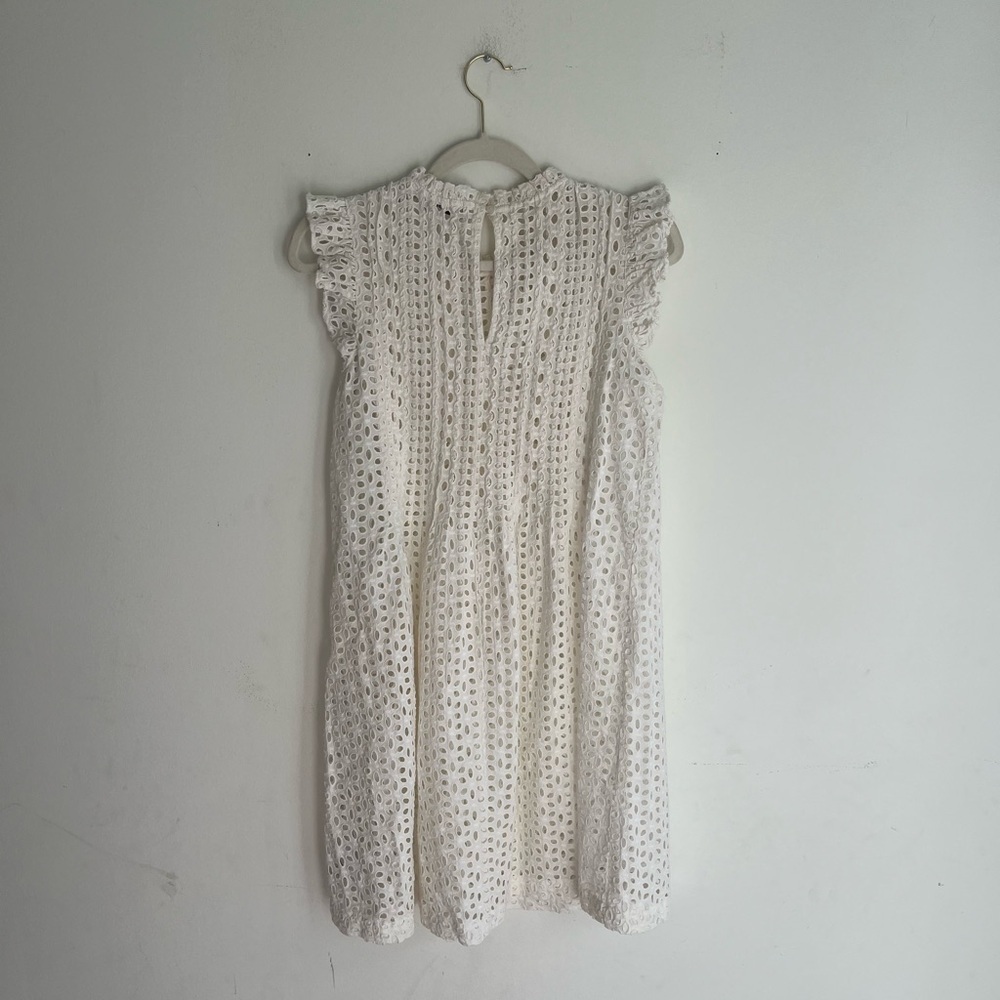 NWT! MADEWELL Eyelet Ruffle-Sleeve Pintuck Mini Dress Size XS - Picture 5 of 5